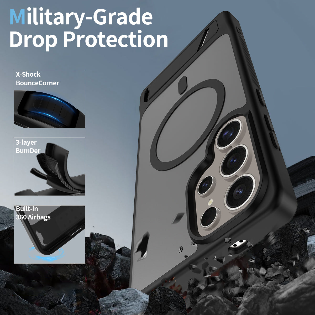 A waterproof phone case black | brands | For Samsung s25 ultra